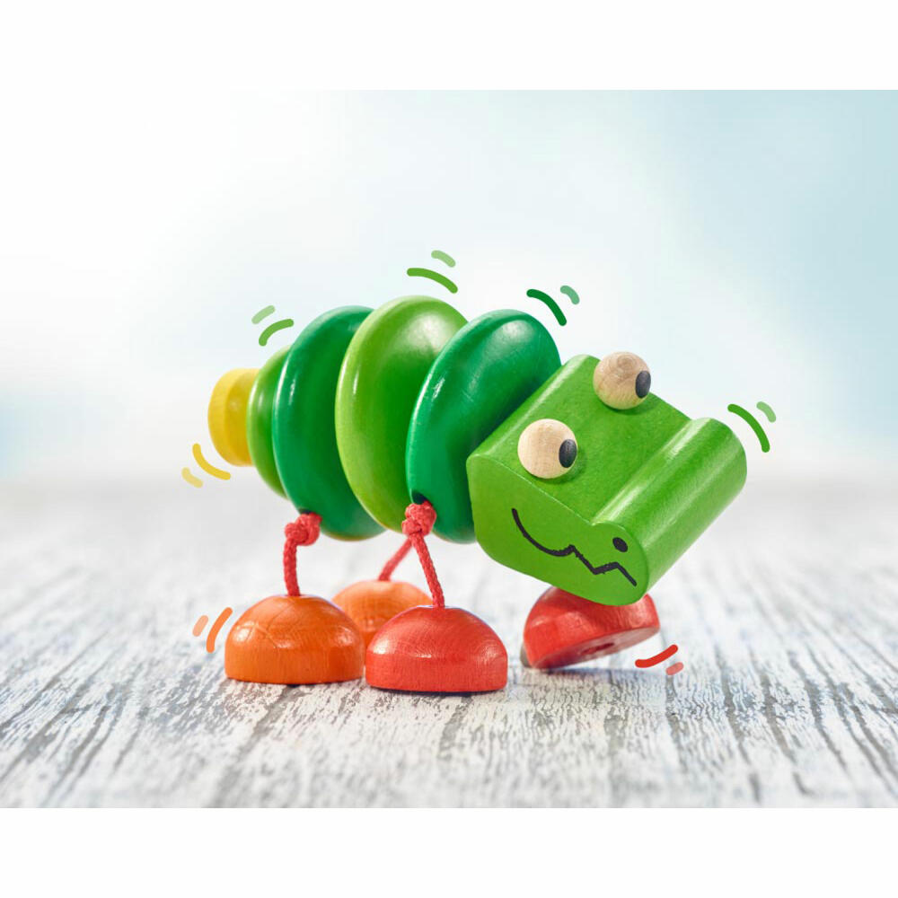 Selecta Spielzeug Klapper-Kroko, Spiel Figur, Babyspiel, Babyspielzeug, Holz, 10 cm, 61044