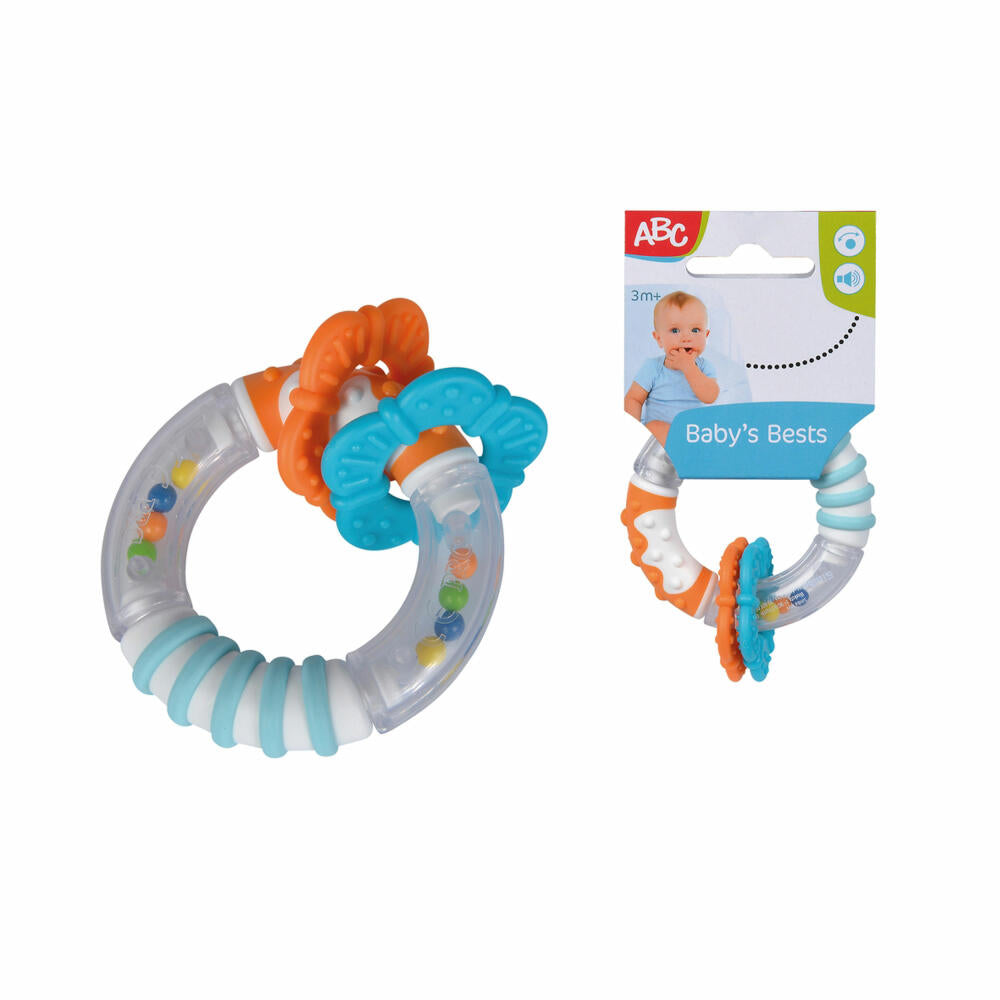 Simba ABC Touch Ringrassel, Greifling, Beißring, Rassel, Ring, Babyspielzeug, Baby Spielzeug, ab 3 Monate, 104010178