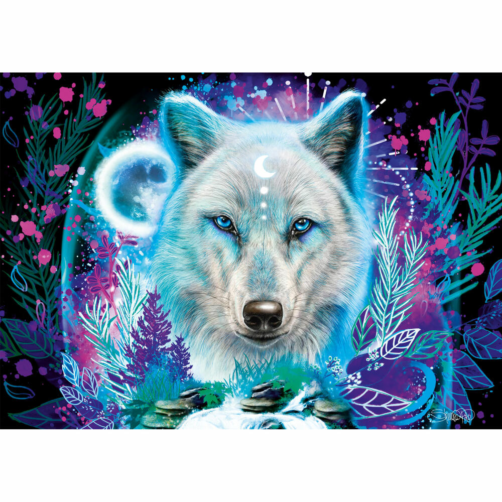 Schmidt Spiele Puzzle Neon Arktis-Wolf, Sheena Pike, Erwachsenenpuzzle, 1000 Teile, 58515