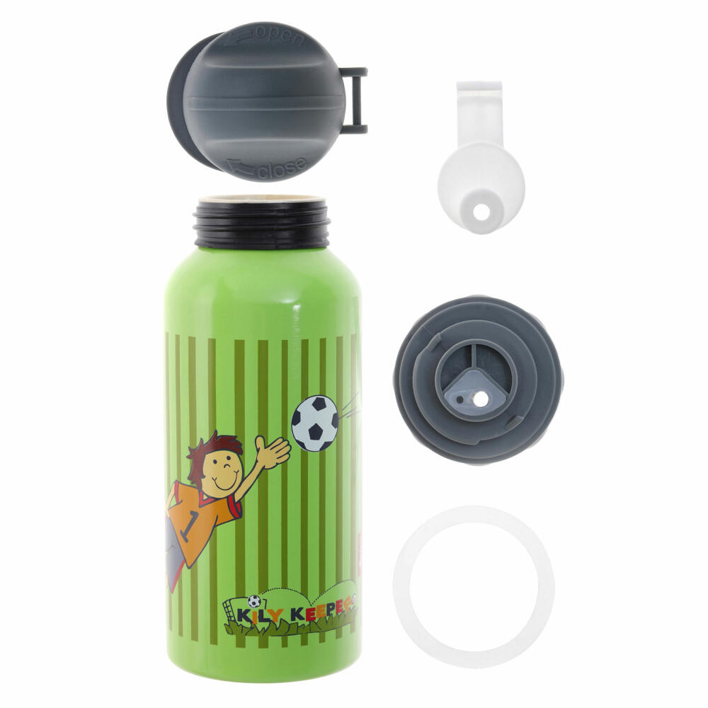 sigikid Trinkflasche Kily Keeper, Kindertrinkflasche, Kinder Flasche, Wasserflasche, Aluminium, Fußball / Grün, 400 ml, 23795