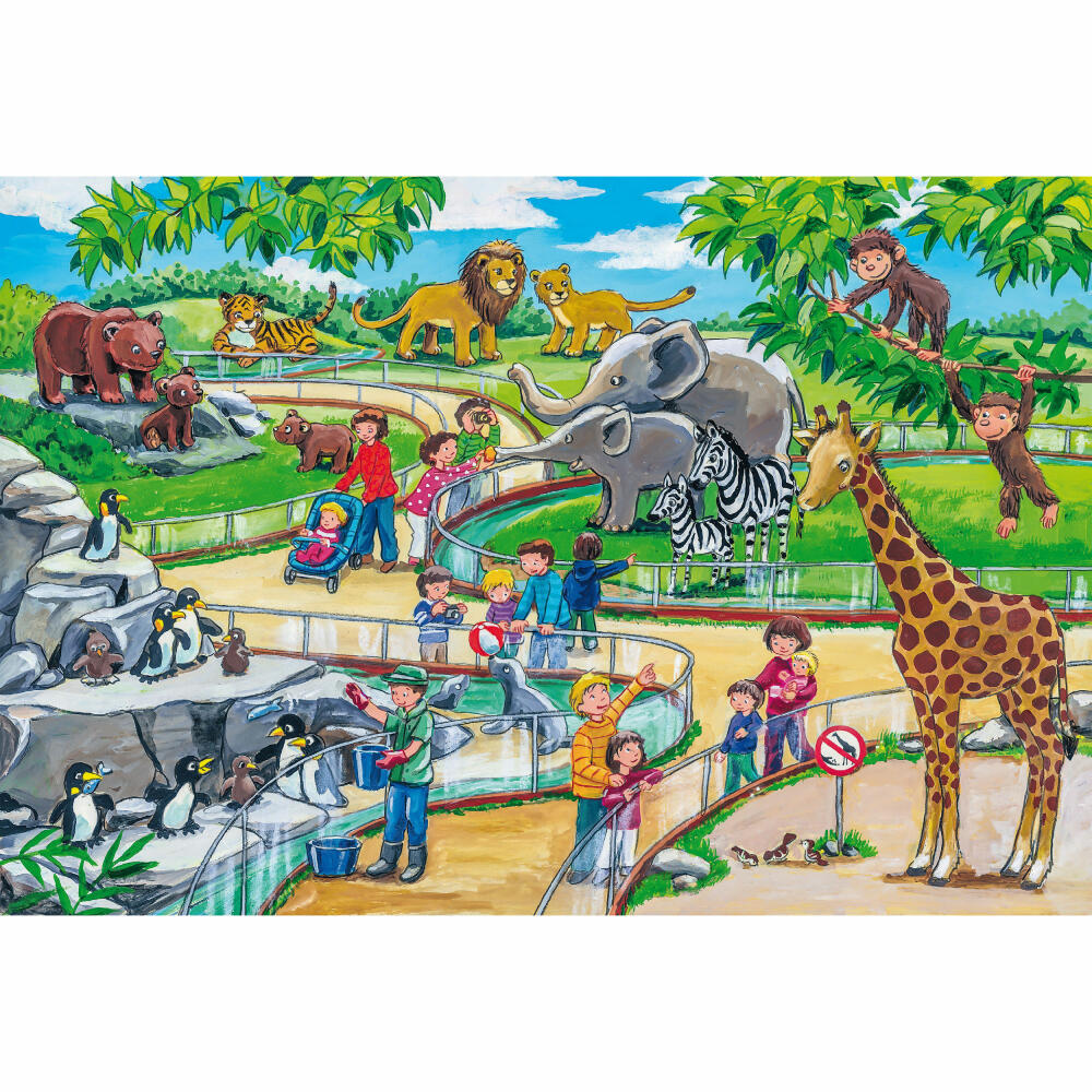 Schmidt Spiele Tiere Ein Tag im Zoo, Kinderpuzzle, 3 x 24 Teile, Puzzle, Puzzlespiel, Ab 3 Jahren, 56218