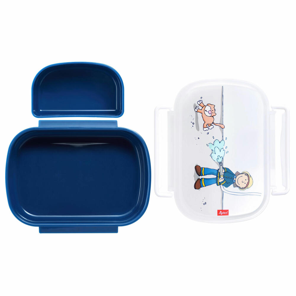 sigikid Brotzeitbox Frido Firefighter, Brotbox, Brotdose, Butterbrotdose, Vesperdose, Kinder, Kunststoff, Blau, 24474