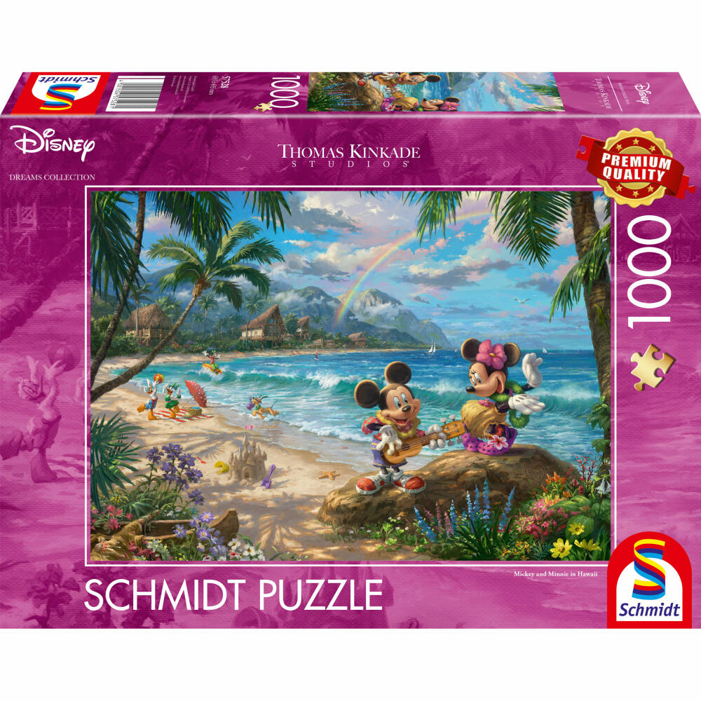 Schmidt Spiele Puzzle Disney Dreams Collection Mickey and Minnie in Hawaii, Thomas Kinkade, Erwachsenenpuzzle, 1000 Teile, 57528