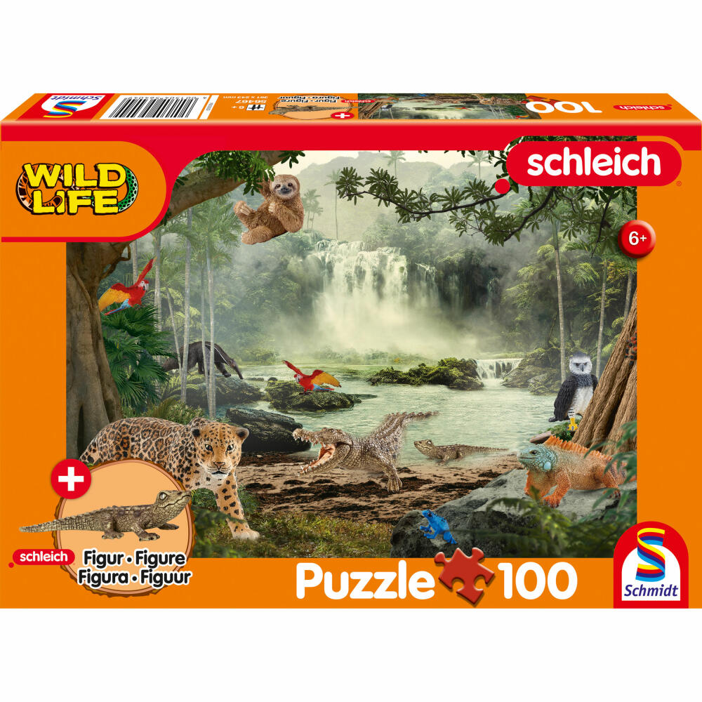 Schmidt Spiele Schleich Wild Life Im Regenwald, Puzzle, Kinderpuzzle, mit Add-on, 100 Teile, 56467