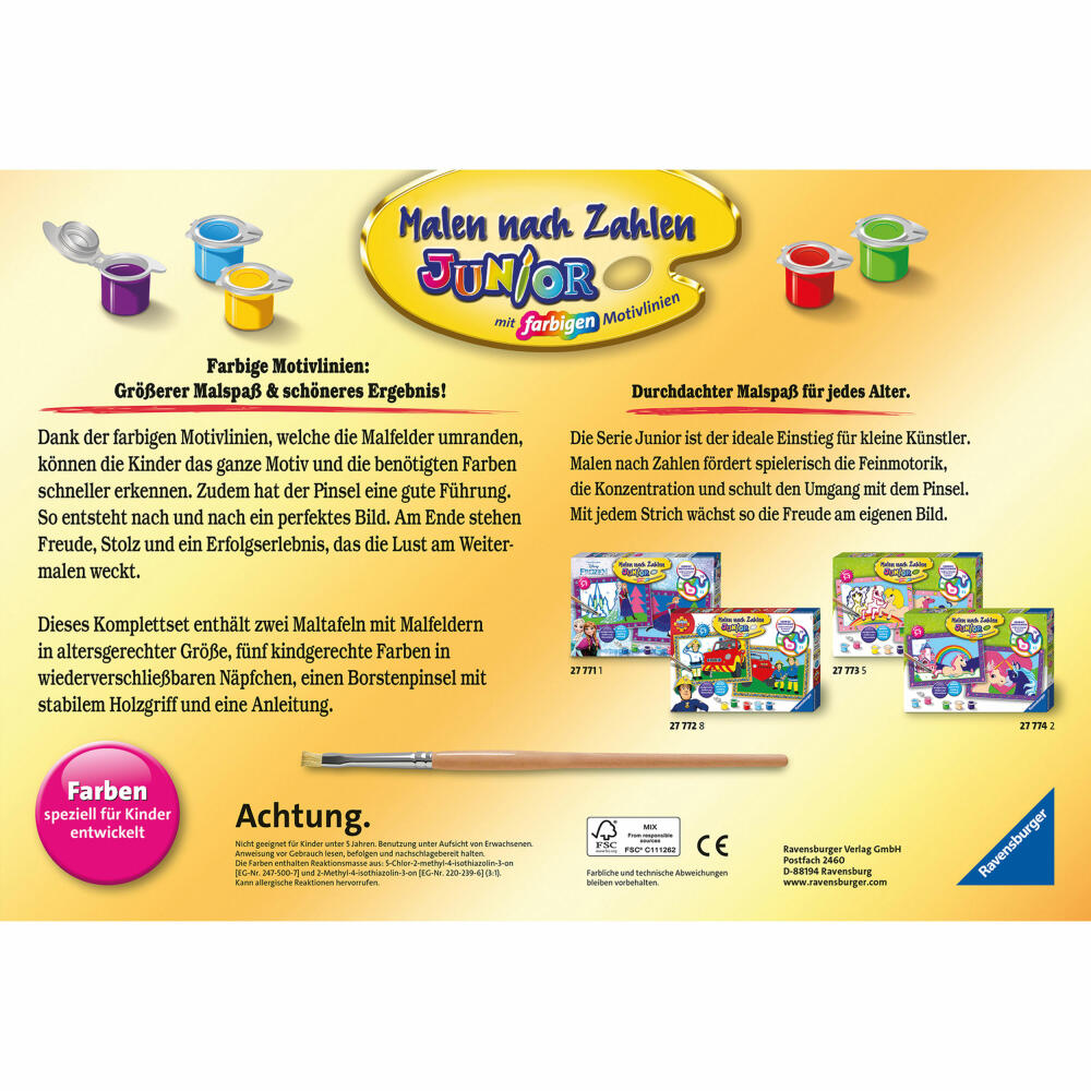 Ravensburger Malen nach Zahlen Junior Lustige Monster, Mal Set, Malvorlage, Vorlage, Bild, Kinder, 28941