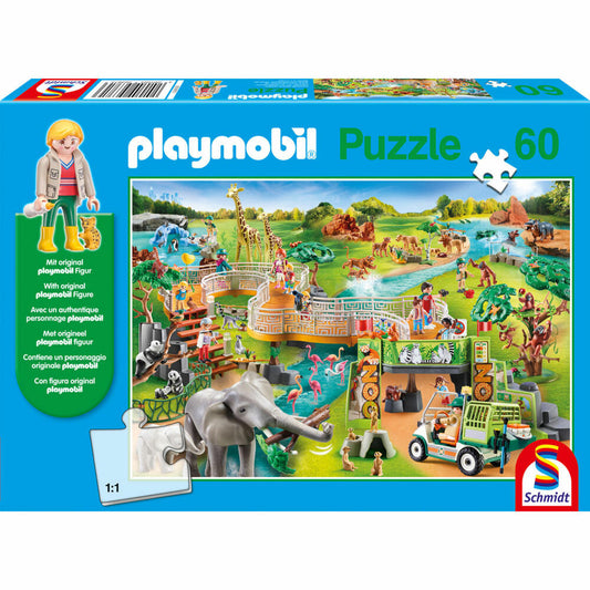 Schmidt Spiele Playmobil Zoo, mit Figur, Kinderpuzzle, Kinder Puzzle, Kinderpuzzles, 60 Teile, 56381