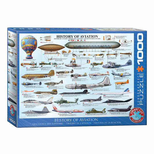 Eurographics Puzzle Geschichte der Luftfahrt, Flugzeuge, 1000 Teile, 68 x 48 cm, 6000-0086