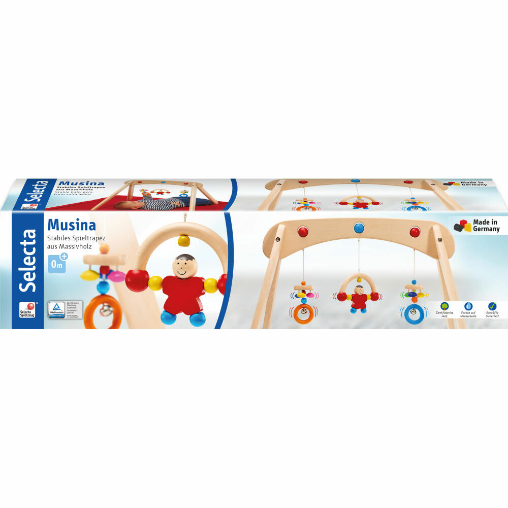 Selecta Babywelt Musina Spieltrapez, Spielbogen, Spiel Trapez, Bogen, Holz, 60 cm, 61063