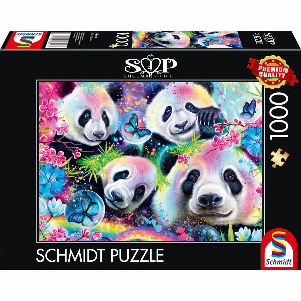 Schmidt Spiele Puzzle Neon Blumen-Pandas, Sheena Pike, Erwachsenenpuzzle, 1000 Teile, 58516