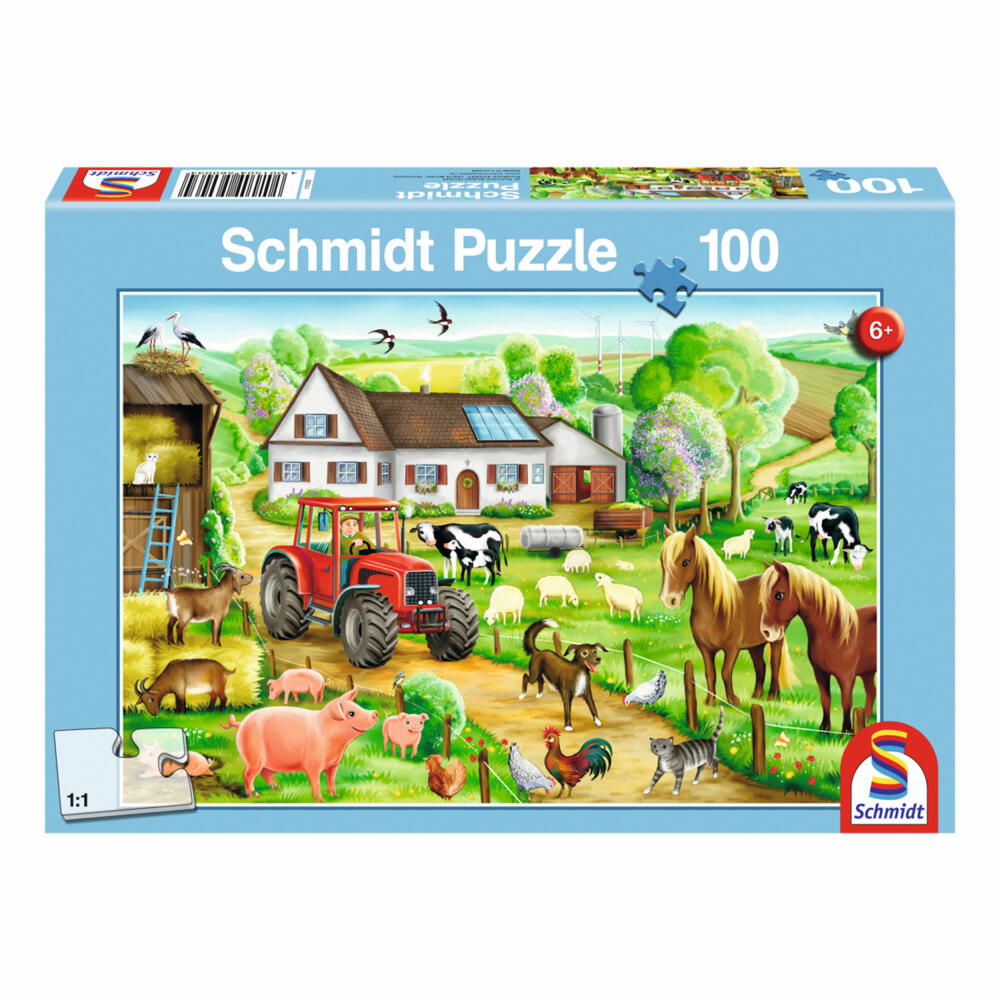 Schmidt Spiele Fröhlicher Bauernhof, Kinderpuzzle, Standard 100 Teile, Puzzle, 56003