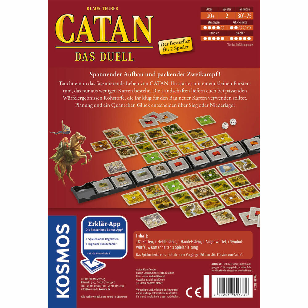 KOSMOS Catan - Das Duell, Strategiespiel, Strategie und Abenteuer, Spiel mit Karten, ab 10 Jahren, 693732