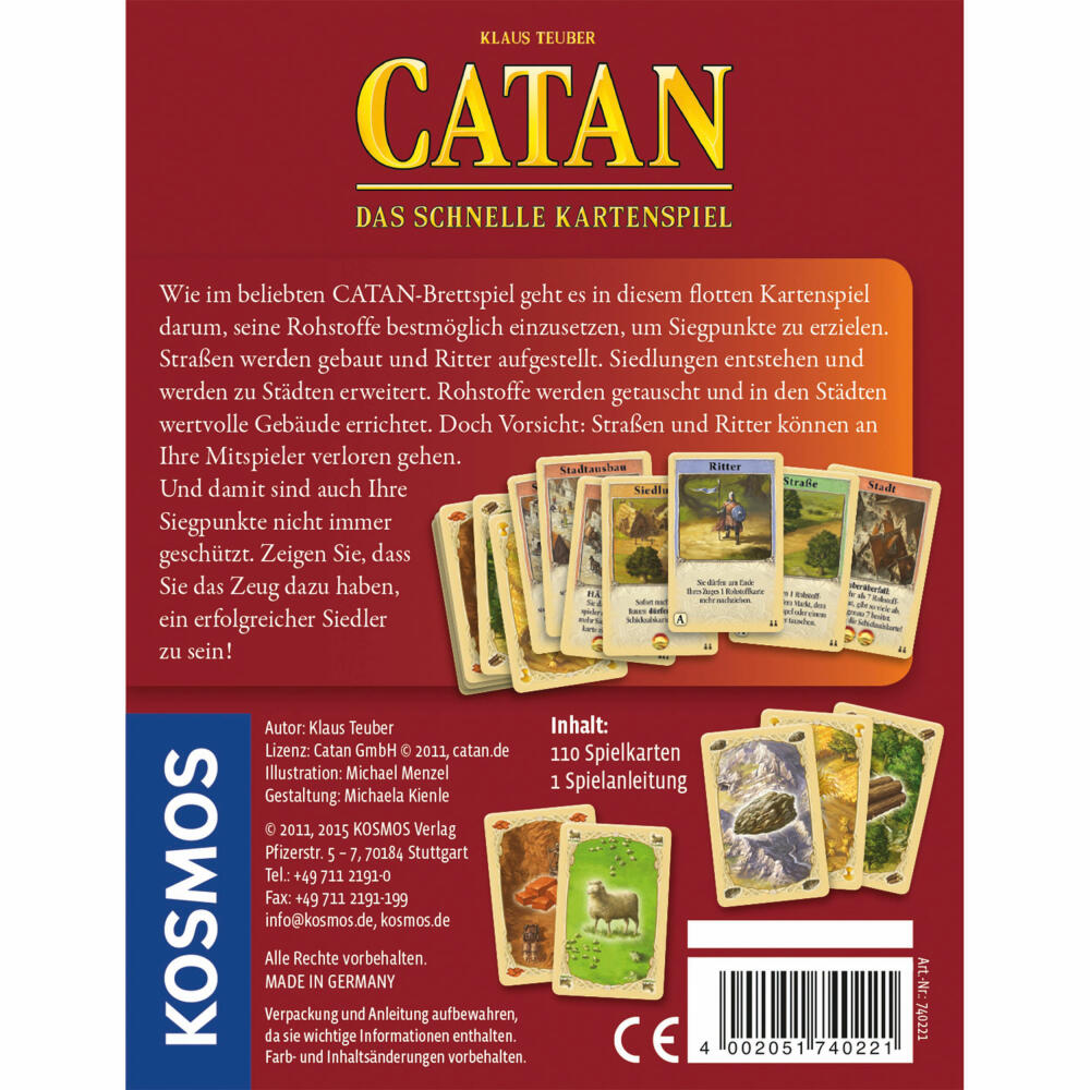 KOSMOS Catan - Das schnelle Kartenspiel, Abenteuerspiel, Abenteuer und Strategie, Karten Spiel, ab 8 Jahren, 740221