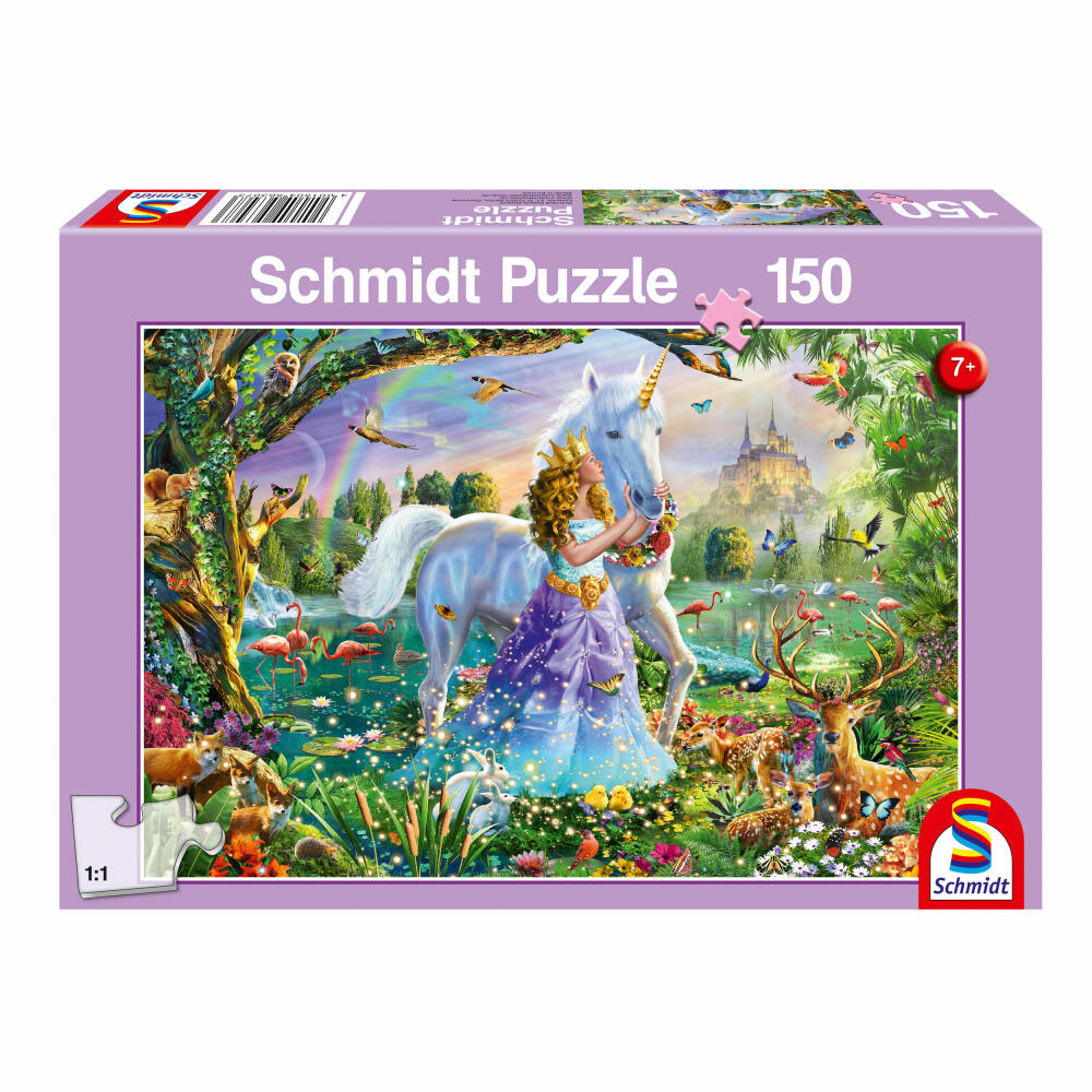 Schmidt Spiele Prinzessin mit Einhorn und Schloß, 150 Teile, Kinderpuzzle, Kinder Puzzle, Steckpuzzle, 56307