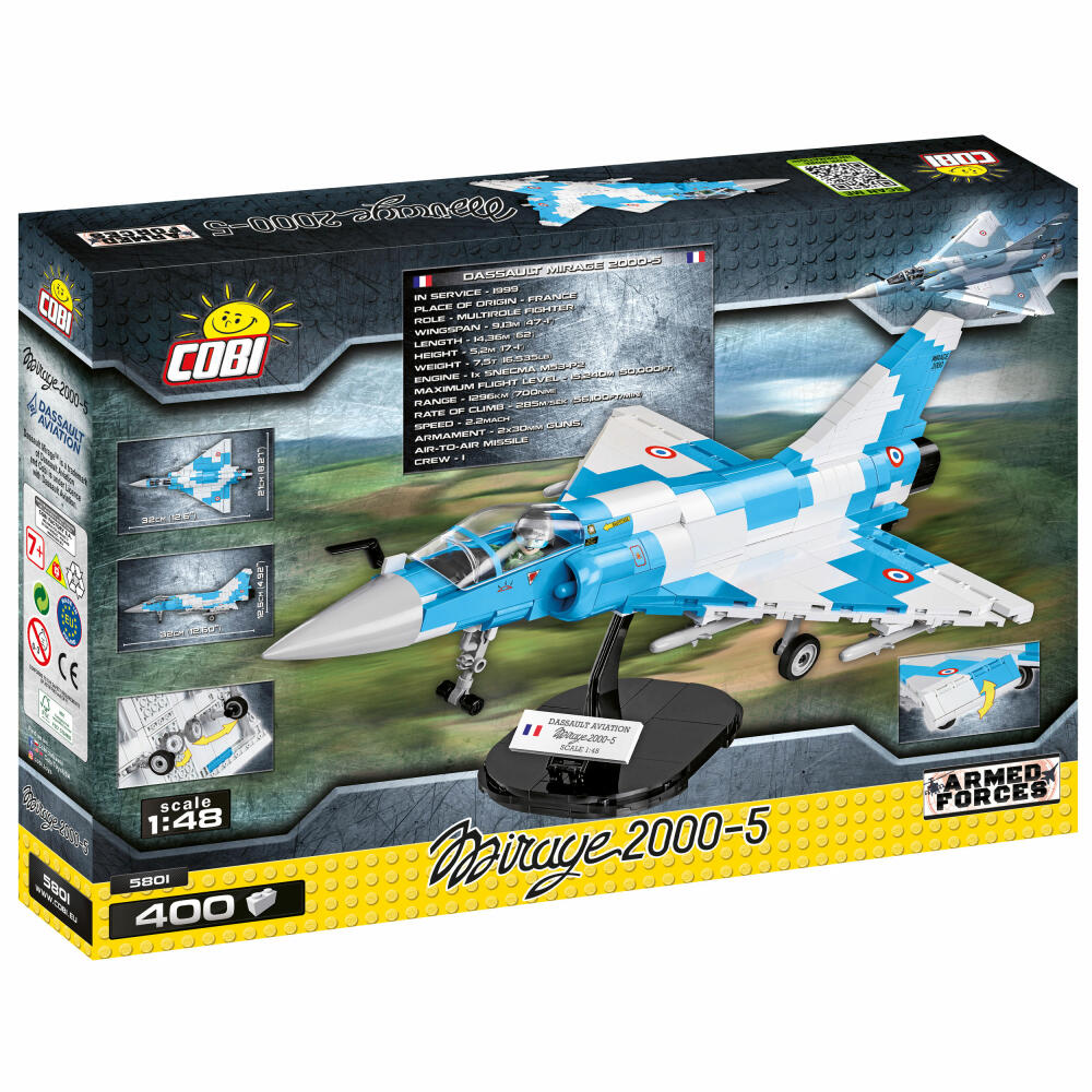 COBI Armed Forces Mirage 2000-5 Kampfjet, Flugzeug, Konstruktionsbausteine, Spielzeug, 400 Teile, 5801