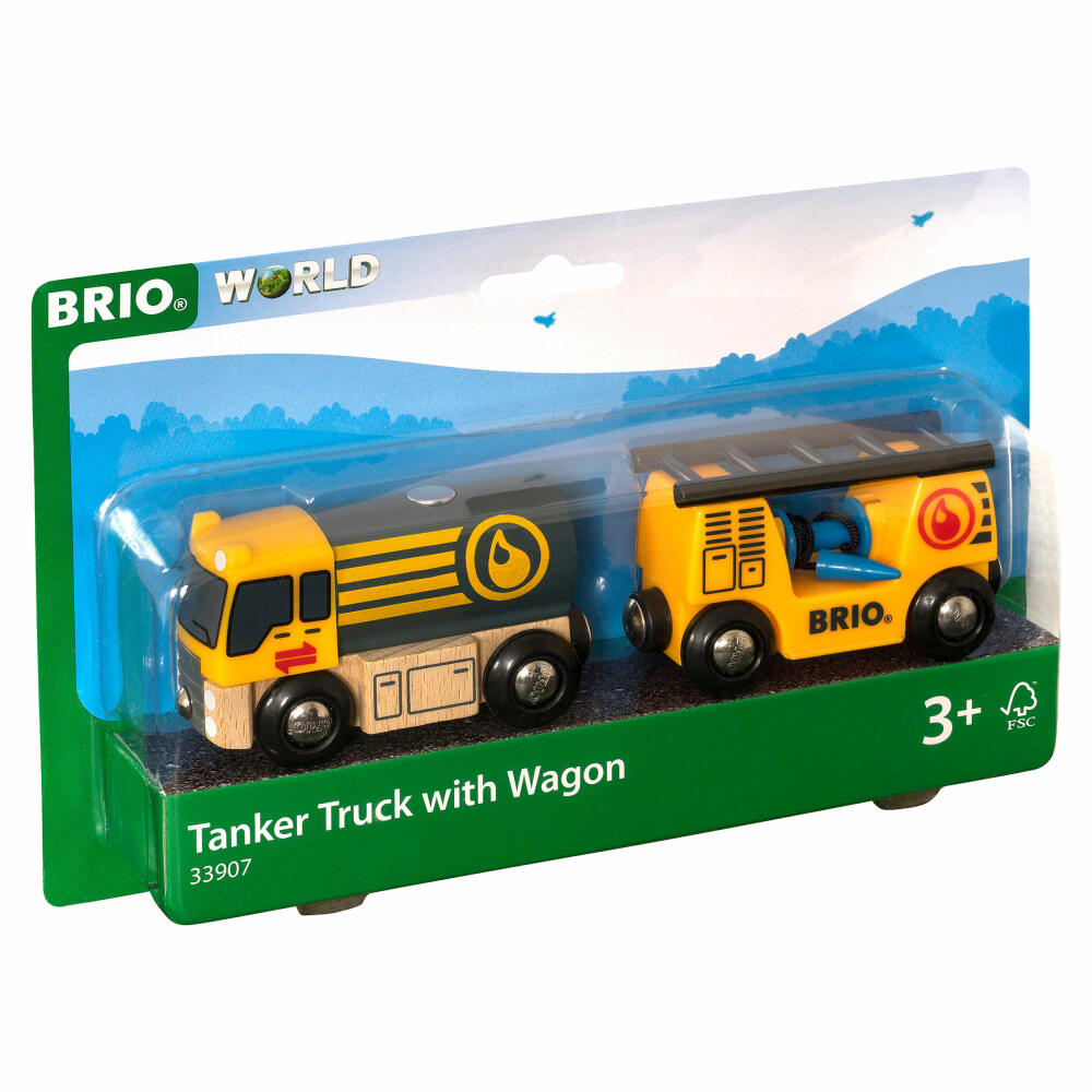 BRIO Tankwagen mit Anhänger, Holzauto, Auto, Holzspielzeug, Holz Spielzeug, 33907