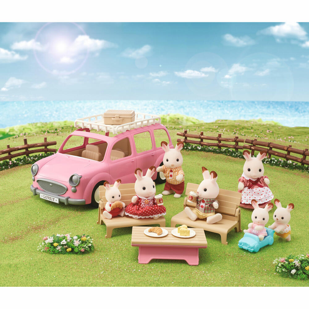 Sylvanian Families Familienauto mit Picknickzubehör, Familien Auto, Fahrzeug, Picknick, 5535