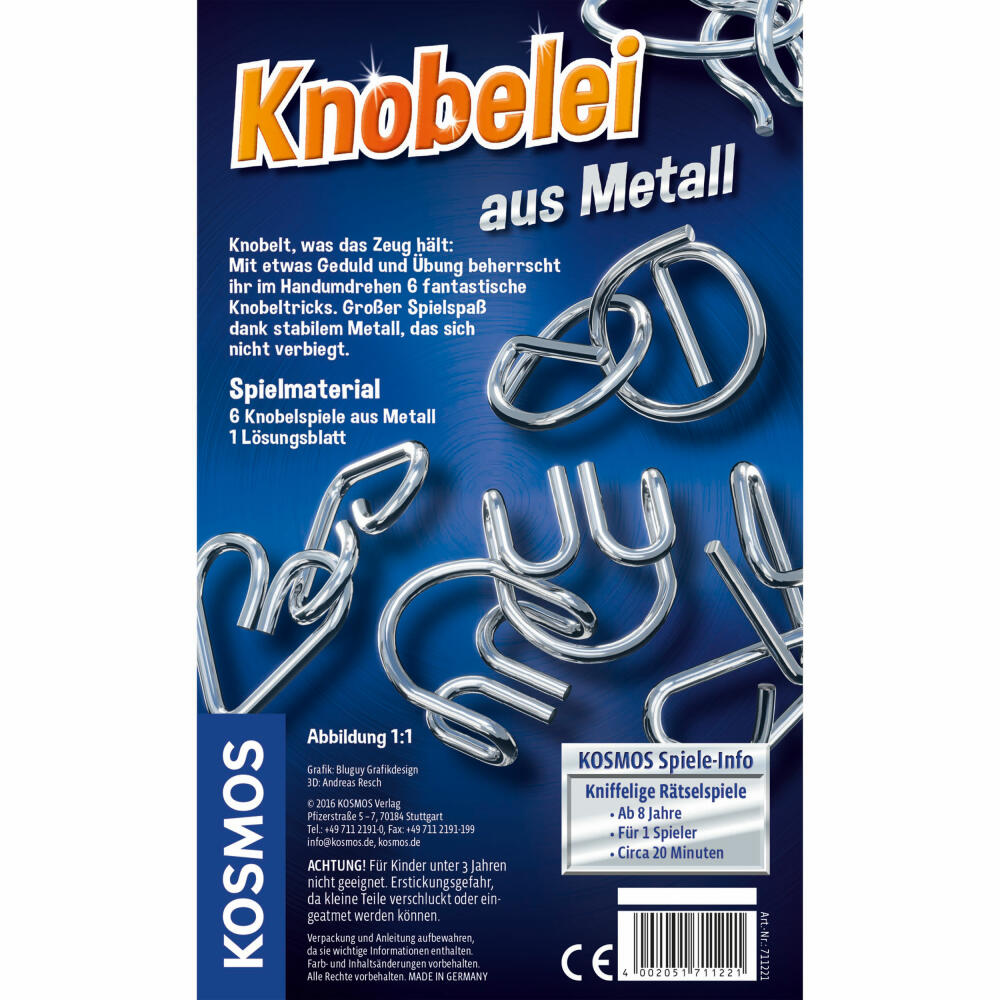 KOSMOS Knobelei aus Metall, Knifflige Rätselspiele, Knobeltricks, Rätsel Spiel, ab 8 Jahren, 711221
