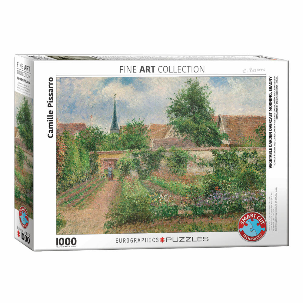 Eurographics Puzzle Gemüsegarten in Eragny mit bedecktem Himmel von Pissaro, 1000 Teile, 68 x 48 cm, 6000-0825