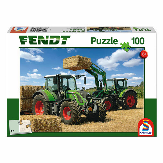 Schmidt Spiele Fendt 724 Vario, Fendt 716 Vario mit Frontlader Cargo, 100 Teile, Kinderpuzzle, Kinder Puzzle, 56256