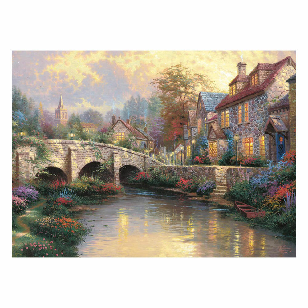 Schmidt Spiele Bei der alten Brücke, Puzzle, Erwachsenenpuzzle, Thomas Kinkade, 1000 Teile, 57466