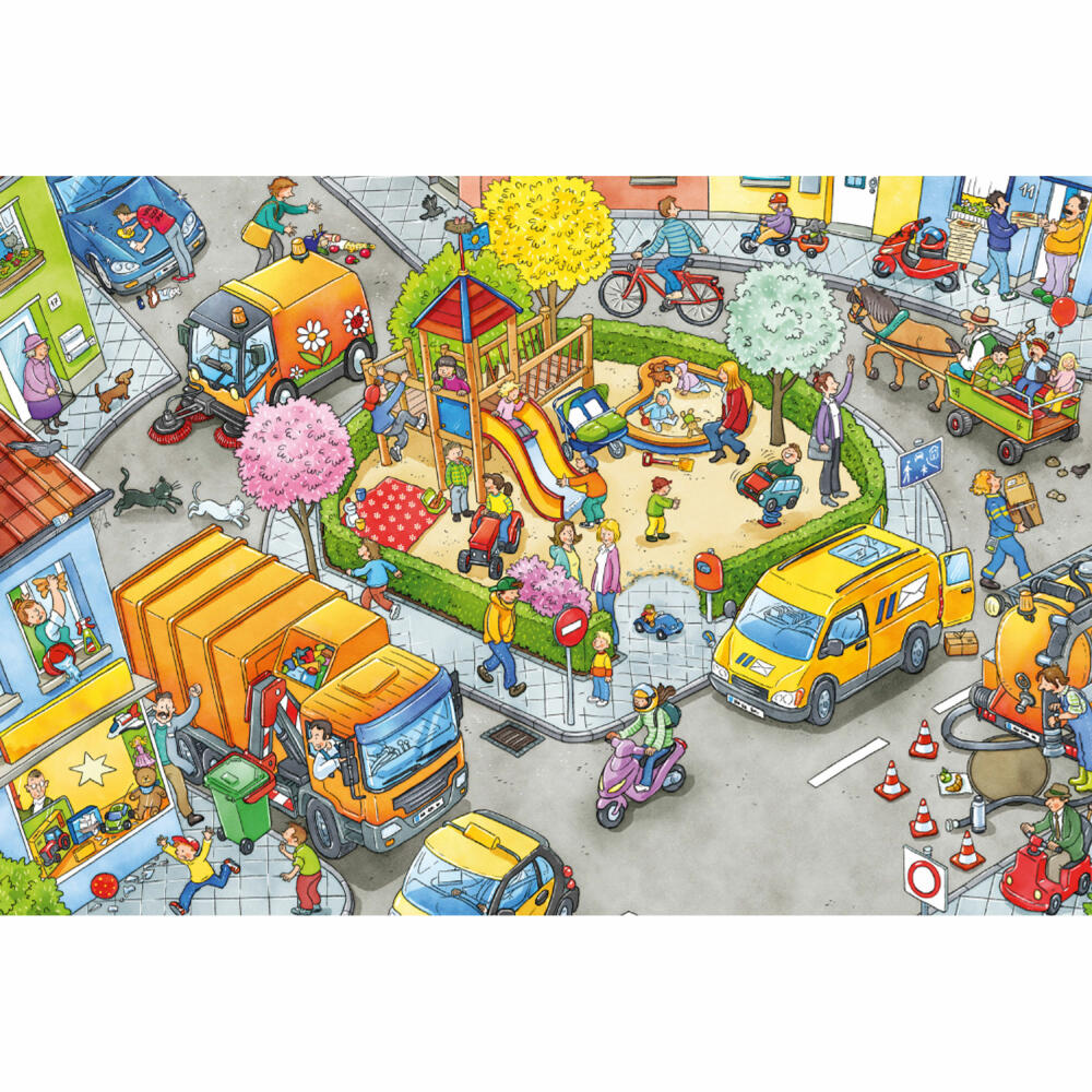 Schmidt Spiele Wo ist das blaue Auto?, Kinderpuzzle, Kinder Puzzle, Kinderpuzzles, 3 x 24 Teile, 56416