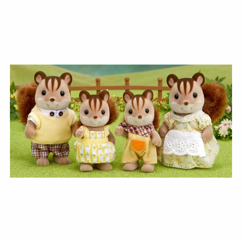 Sylvanian Families Walnuss Eichhörnchen Familie Knacks Mutter, Vater, Kinder, Victor, Bella, Konstantin, Sissi, Figuren, 3136