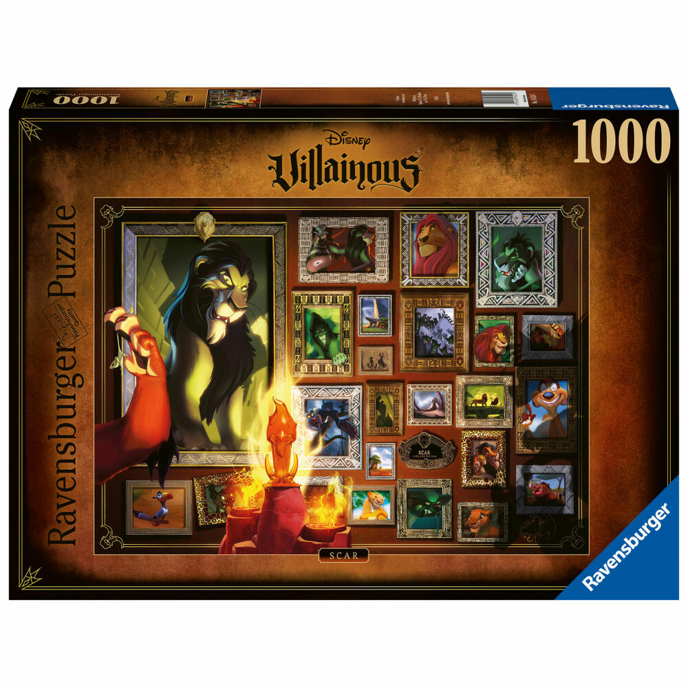 Ravensburger Puzzle Disney Villainous: Scar, Erwachsenenpuzzle, Erwachsenen Puzzles, 1000 Teile, 16524