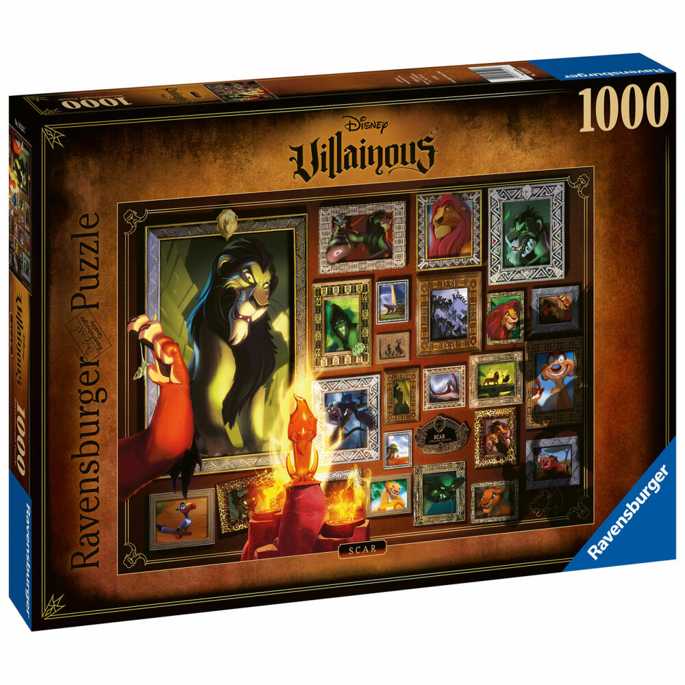 Ravensburger Puzzle Disney Villainous: Scar, Erwachsenenpuzzle, Erwachsenen Puzzles, 1000 Teile, 16524