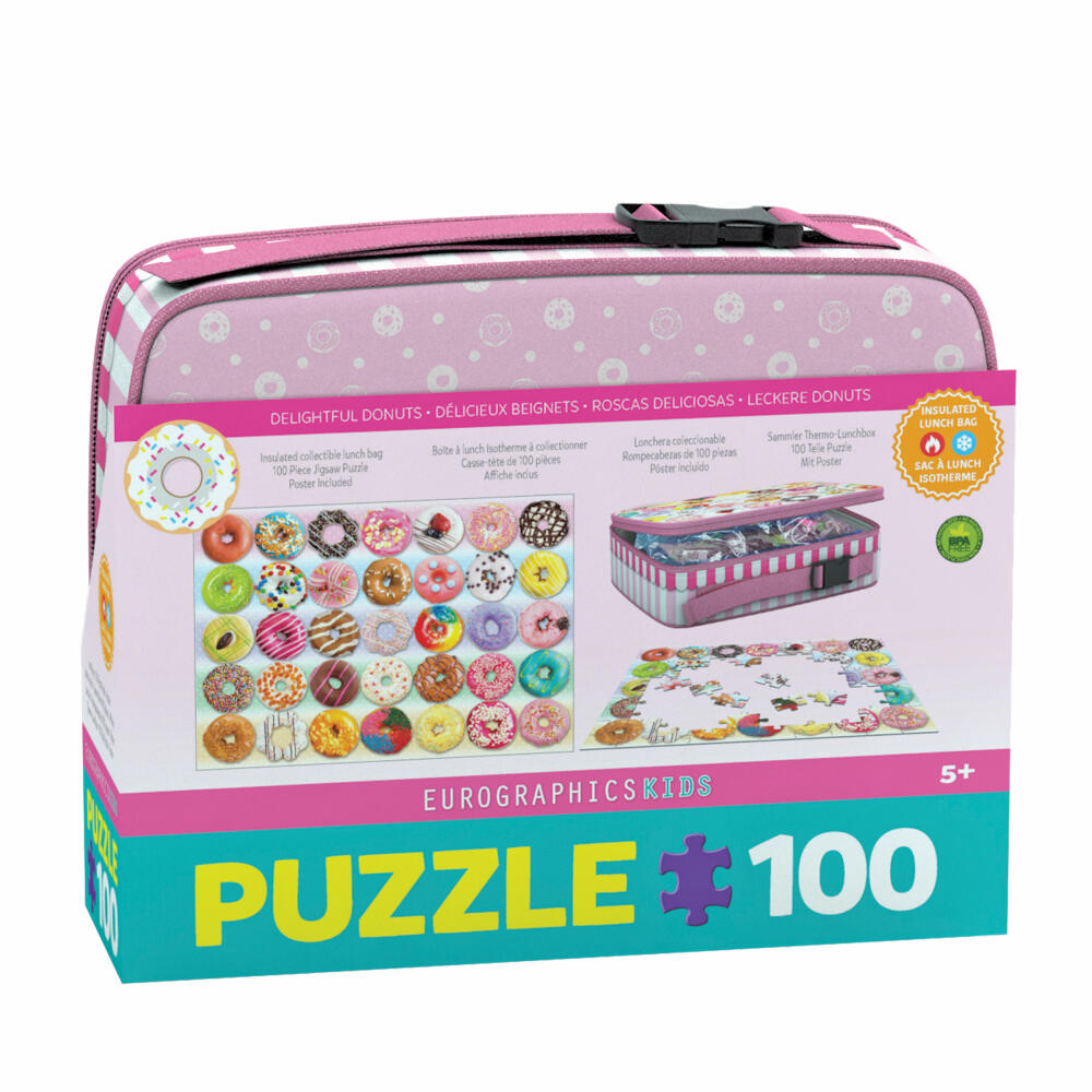 Eurographics Puzzle Delightful Donuts mit Lunchbox, 100 Teile, 48 x 33 cm, 9100-5825