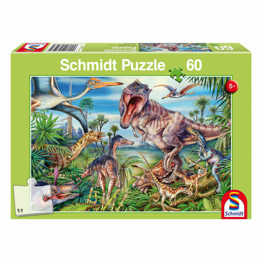 Schmidt Spiele Dinosaurier Bei den Dinosauriern, Kinderpuzzle, 60 Teile, Puzzle, Puzzlespiel, Ab 5 Jahren, 56193