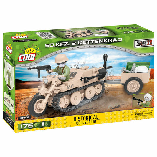 COBI World War 2 S.D.KFZ 2 Kettenkrad, Militärfahrzeug, Soldaten, Figuren, Spielzeug, Konstruktionsbausteine, Kunststoff, 176 Teile, 2401