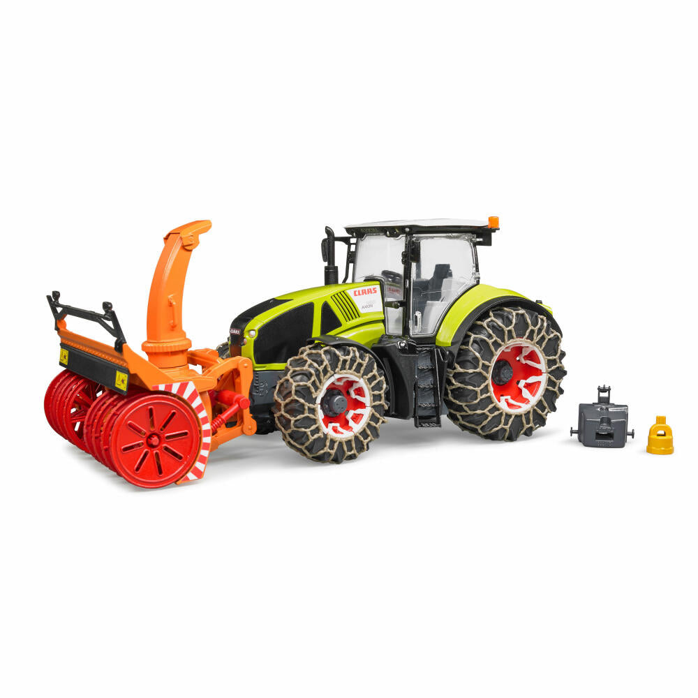 Bruder Landwirtschaft Claas Axion 950, mit Schneeketten und Schneefräse, Traktor, Modellfahrzeug, Modell Fahrzeug, Spielzeug, 03017