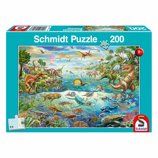 Schmidt Spiele Endtecke die Dinosaurier, 200 Puzzleteile, Kinderpuzzle, Puzzle, 1 Spieler, 56253
