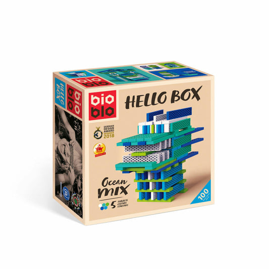 Bioblo Hello Box Ocean-Mix, mit 100 Bausteinen, Bioblos, Bausteine, Konstruktionsbausteine, Spielzeug, 64031