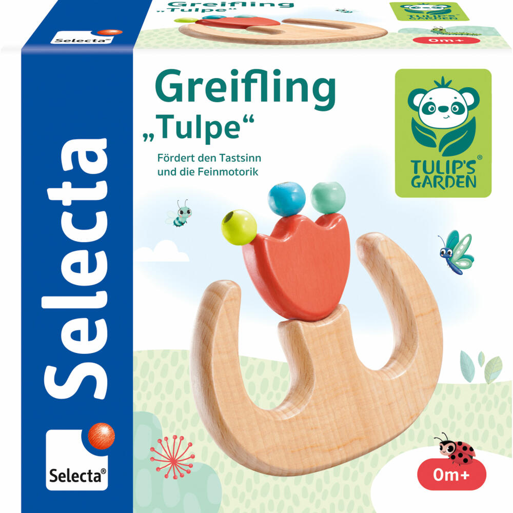 Selecta Tulips Garden Greifling Tulpe, Greifspielzeug, Spielzeug, Holz, 9.5 cm, 61074