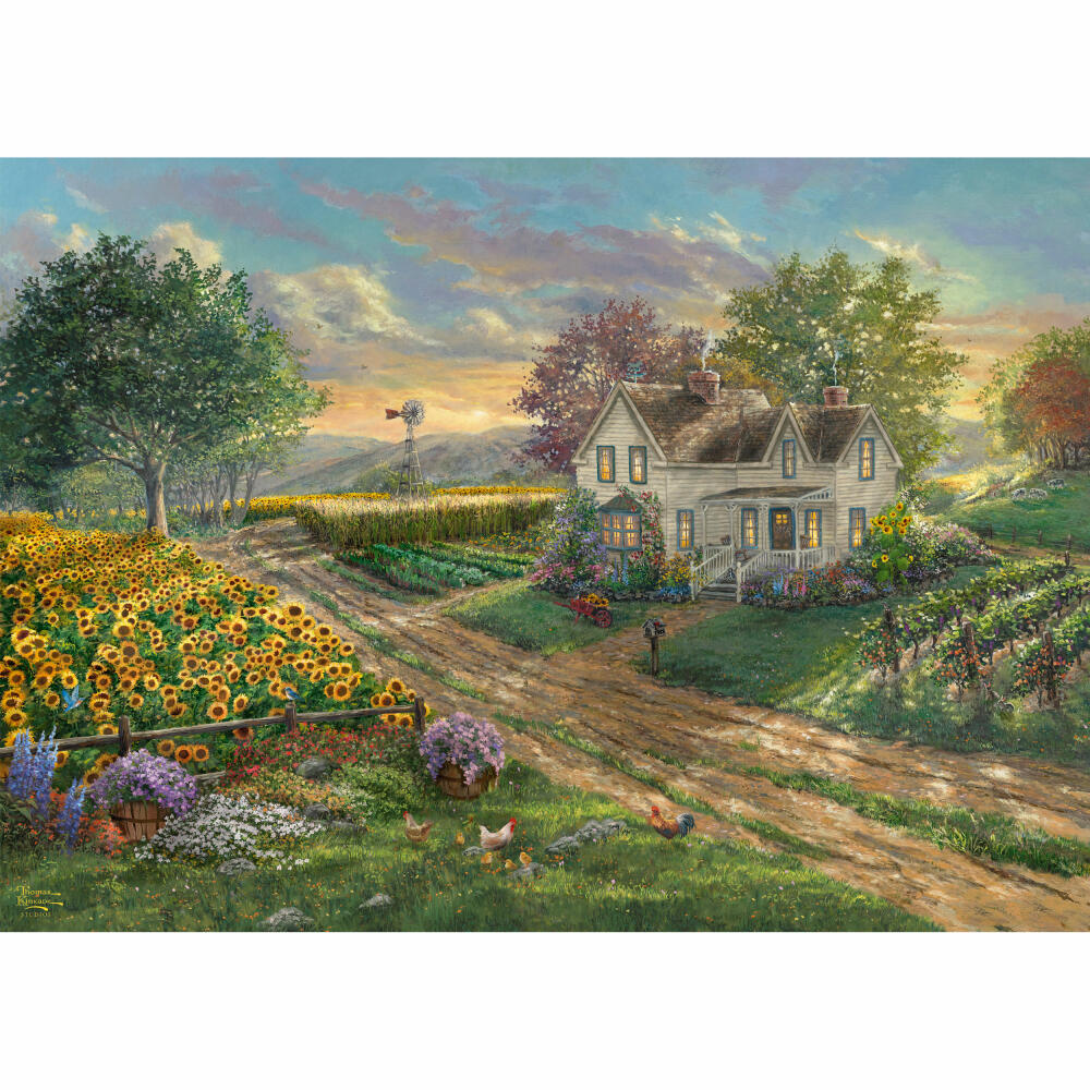 Schmidt Spiele Puzzle Sonnenblumenfelder, Thomas Kinkade, Erwachsenenpuzzle, 1000 Teile, 58779