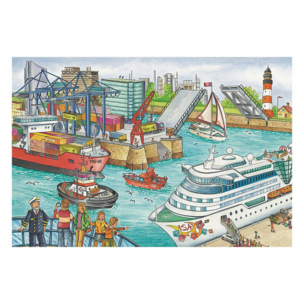 Schmidt Spiele Verkehrsmittel, Puzzle-Box im Metallkoffer, 2 x 26, 2 x 48, Puzzle, Kinderpuzzle, 56508