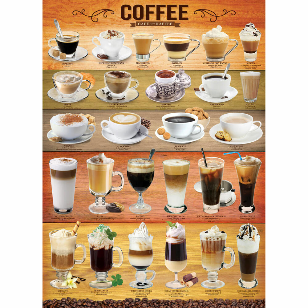 Eurographics Puzzle Kaffee, Kaffeedrinks, 1000 Teile, 68 x 48 cm, 6000-0589