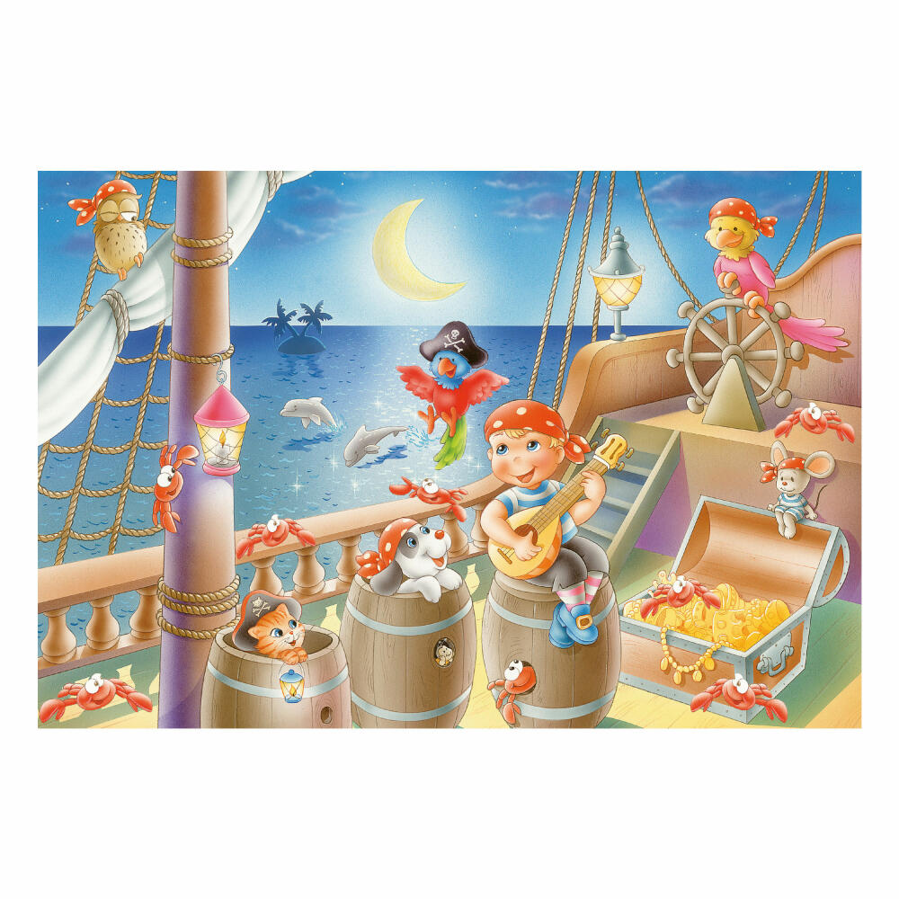 Schmidt Spiele Piraten Piratenbande, Kinderpuzzle, 3 x 48 Teile, Puzzle, Puzzlespiel, Ab 4 Jahren, 56223