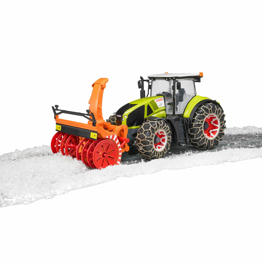 Bruder Landwirtschaft Claas Axion 950, mit Schneeketten und Schneefräse, Traktor, Modellfahrzeug, Modell Fahrzeug, Spielzeug, 03017