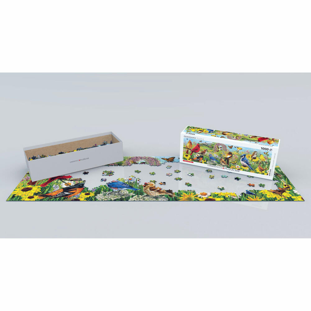 Eurographics Puzzle Vögel im Garten, 1000 Teile Panorama, 96 x 32 cm, 6010-5338