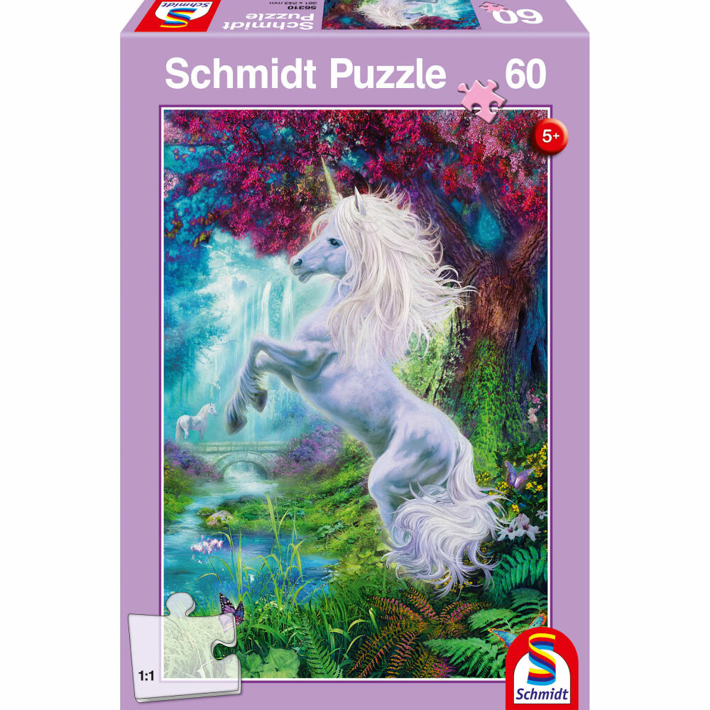 Schmidt Spiele Kinderpuzzle Einhorn im verzauberten Garten, Standard, Kinder Puzzle, 60 Teile, Ab 5 Jahre, 56310