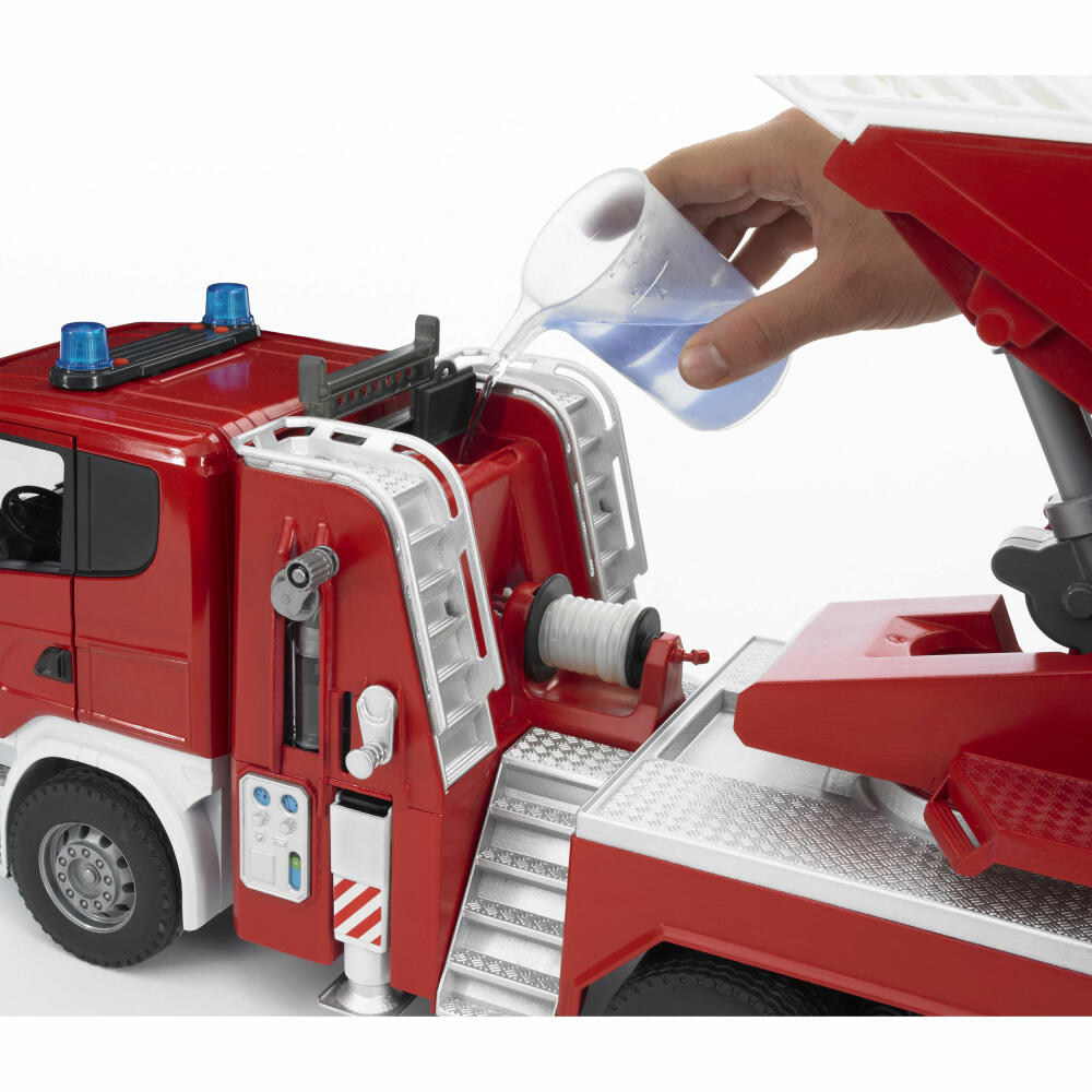Bruder Einsatzfahrzeuge Scania R-Serie Feuerwehrleiterwagen, mit Light & Sound Modul, Feuerwehr, Modellfahrzeug, Modell Fahrzeug, Spielzeug, 03590