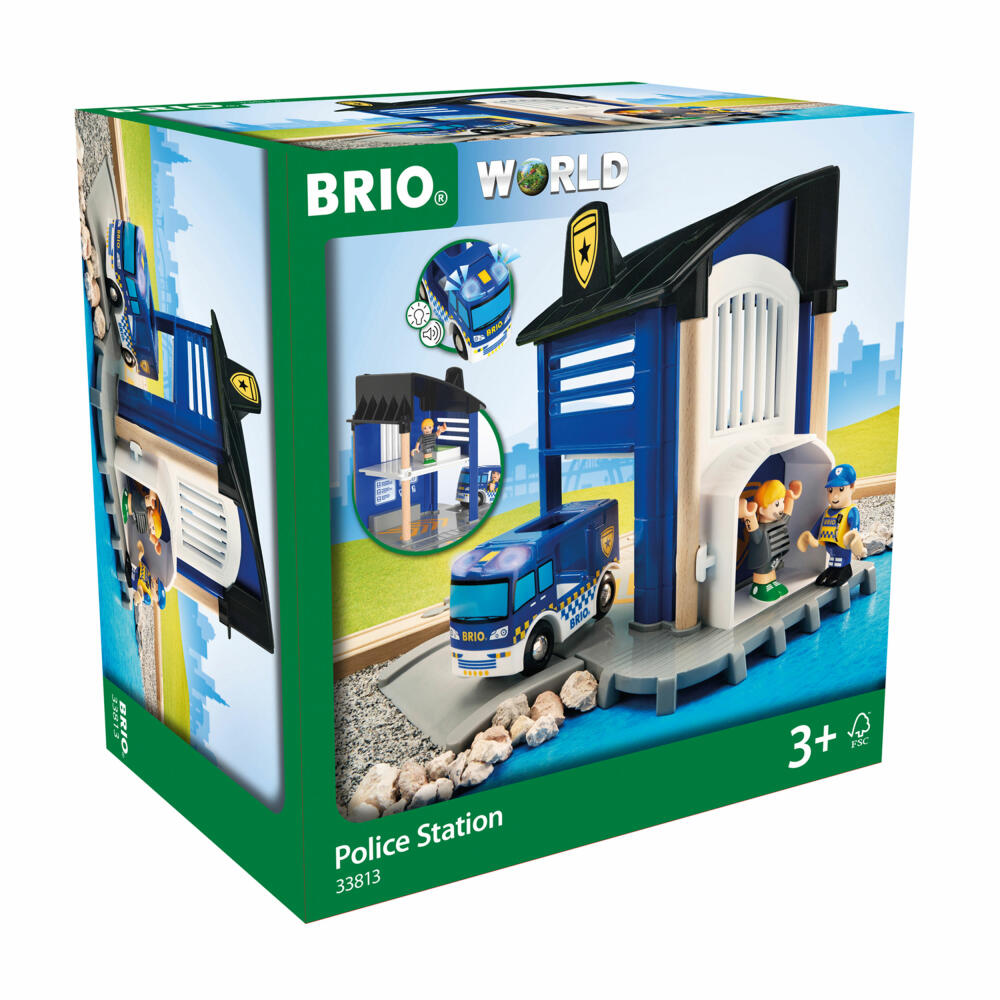 BRIO Polizeistation mit Einsatzfahrzeug, Polizei Holzspielzeug, Holz Spielzeug, 33813