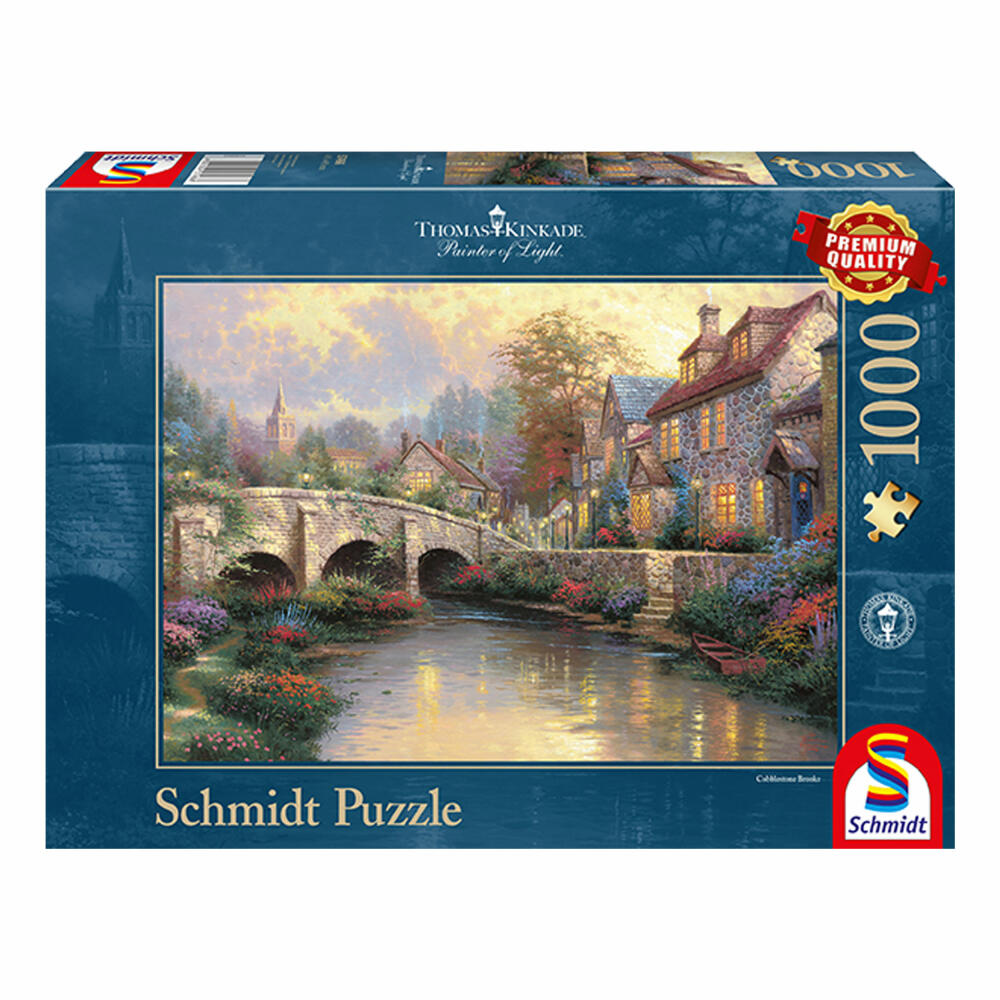 Schmidt Spiele Bei der alten Brücke, Puzzle, Erwachsenenpuzzle, Thomas Kinkade, 1000 Teile, 57466