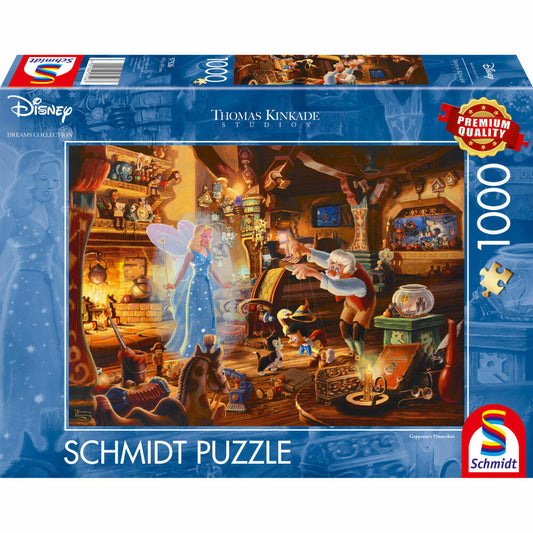 Schmidt Spiele Puzzle Disney Dreams Collection Geppettos Pinocchio, Thomas Kinkade, Erwachsenenpuzzle, 1000 Teile, 57526