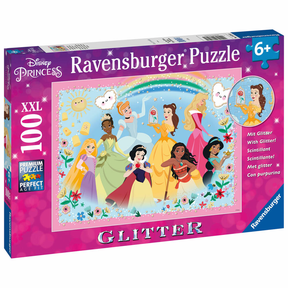 Ravensburger Stark Schön und Unglaublich Mutig, Glitzerpuzzle, Kinderpuzzle, Kinder Puzzle, Glitzer, 100 Teile, 13326