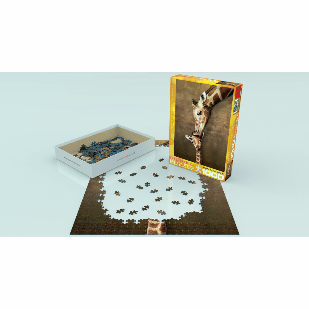 Eurographics Puzzle Giraffenmutter Kuss, Giraffen, 1000 Teile, 68 x 48 cm, 6000-0301