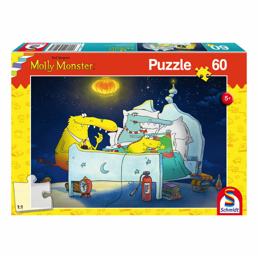 Schmidt Spiele Molly Monster bekommt ein Geschwisterchen, Kinderpuzzle, 60 Teile, Puzzle, Puzzlespiel, Ab 5 Jahren, 56228