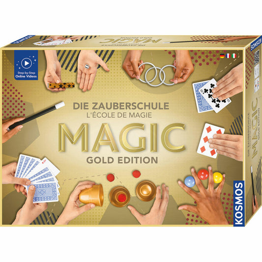 KOSMOS Die Zauberschule Magic - Gold Edition, Zauberkasten, Zaubern, Zaubertricks, Tricks, Kinder, D / F / I, 694319